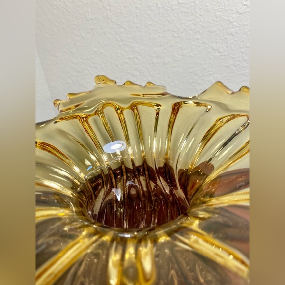 VASE Mouth Blown Amber Vase Italian Murano - Picture 8 of 17